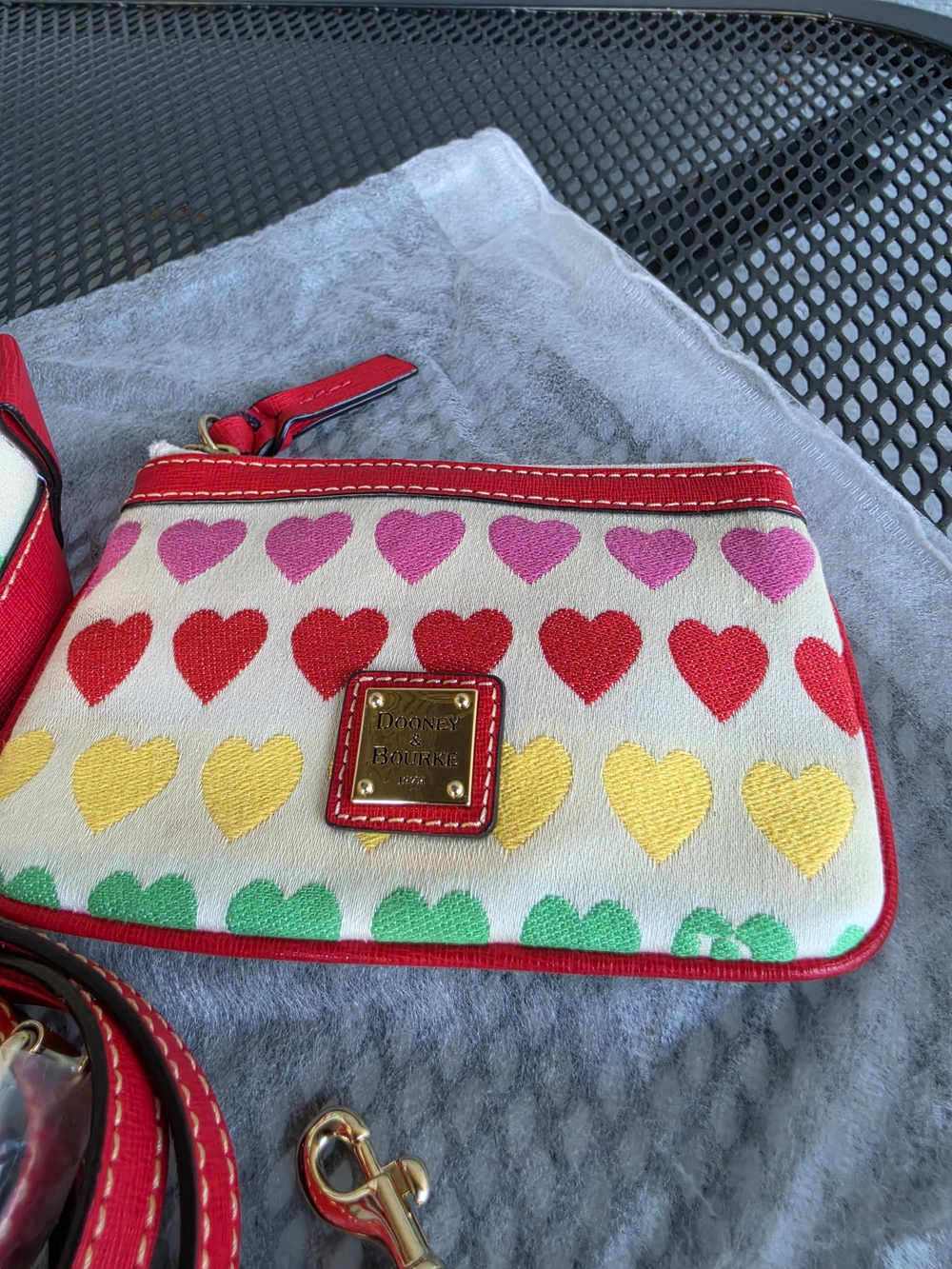 Dooney & Bourke Vintage Multicolor Heart Print Crossbody & Wristlet - Picture 3 of 16